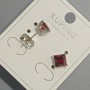 Xuping stud earrings with red crystal, diameter 6mm± rhodium-plated