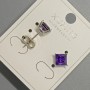 Xuping Stud Earrings with Purple Crystal, 6mm± diameter, Rhodium-plated