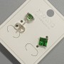 Earrings, Xuping Studs with Green Crystal, 6 mm± diameter, Rhodium plated