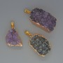 Amethyst Pendant Druze Geode in Golden Setting, 19x27mm assorted diameter+, length 35mm+
