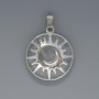 Pendant Sun Mountain Crystals, diameter 27mm ±, length 37mm ± in a silvered setting