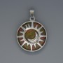 Pendant Sun Jasper Heliodor, diameter 27mm±, length 37mm± in a silver-plated setting