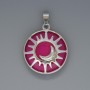 Pendant "Sun" Raspberry Tourmaline, diameter 27mm±, length 37mm± in a silver-toned setting