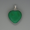 Heart Pendant Chrysoprase, 26x26mm diameter ±, length 36mm ±, in a silver-toned setting