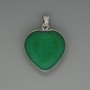 Heart Pendant Chrysoprase, 26x26mm diameter ±, length 36mm ±, in a silver-toned setting