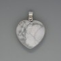 Pendant Heart Howlite, diameter 26x26mm±, length 36mm±, in a silver-plated setting