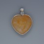 Pendant Heart Yellow Agate, diameter 26x26mm±, length 36mm± in a silver-tone setting