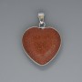 Heart Pendant Aventurine Golden Sand, diameter 26x26mm±, length 36mm±, in a silver-tone setting