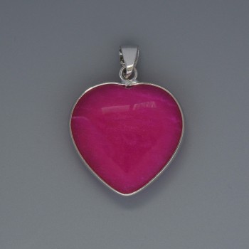 Pendant Heart Pink Tourmaline, diameter 26x26mm±, length 36mm±, in silver setting
