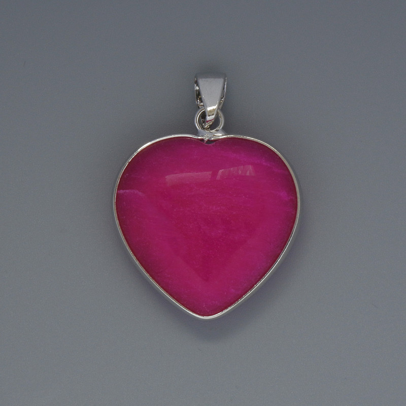 Pendant Heart Pink Tourmaline, diameter 26x26mm±, length 36mm±, in silver setting
