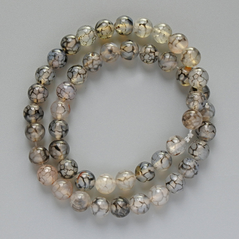 Agate Dragon Vein Beads, smooth round, diameter 8mm±, length 38cm ± on thread
