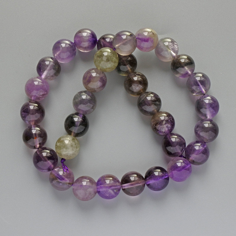 Amethyst Beads natural stone smooth sphere, diameter 12mm±, thread length 39cm±