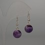 Amethyst Natural Stone Smooth Ball Earrings, diameter 12mm + -, length 32mm +
