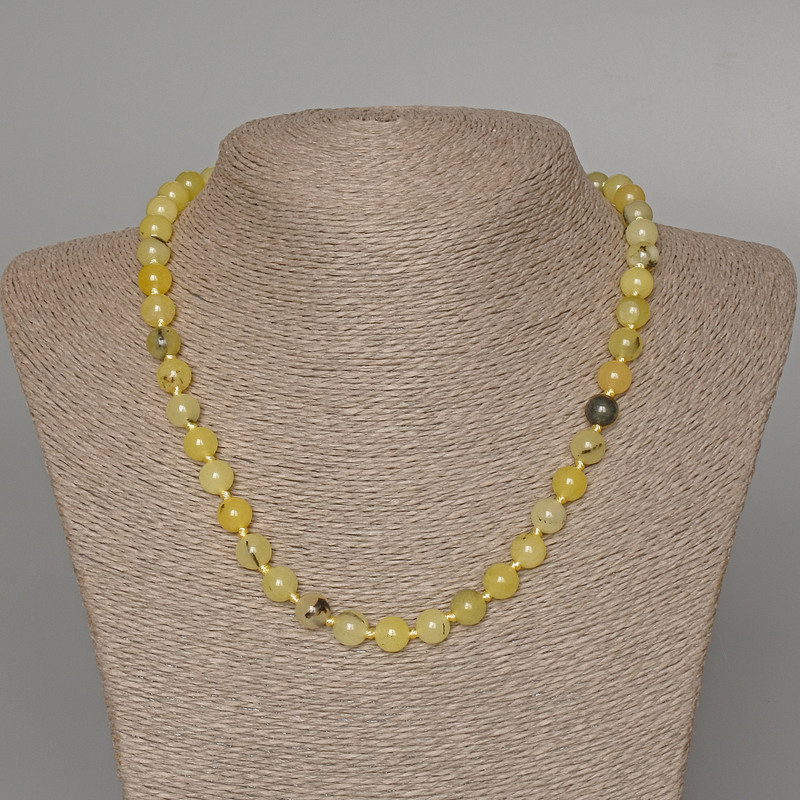 Necklace Yellow Turquoise Smooth Bead, diameter 8.5mm, length 50cm