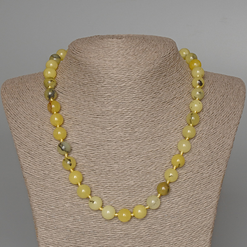 Necklace Yellow Turquoise (synthetic) smooth bead, diameter 10 mm+, length 50 cm+