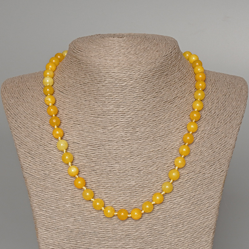 Citrine Bead Necklace with Smooth Round Beads, 8.5 mm diameter, length 49 cm