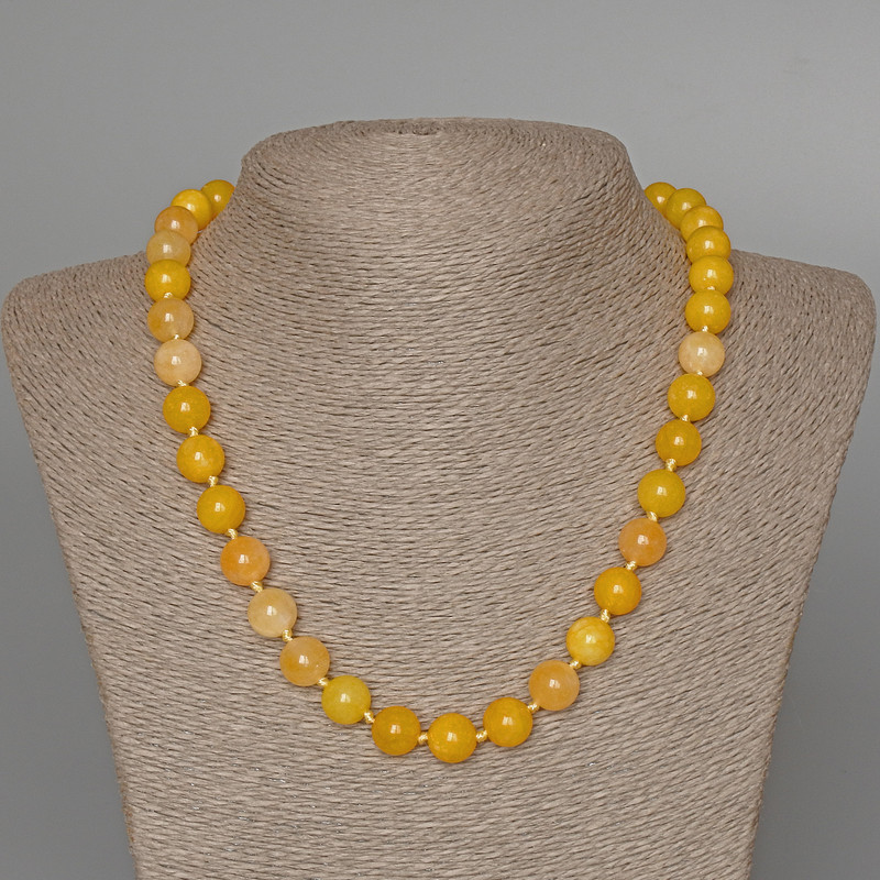 Necklace Citrine smooth bead, diameter 10.5 mm±, length 49 cm±