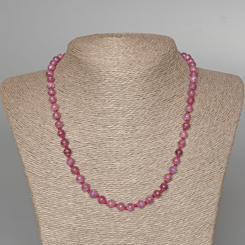 Tourmaline Rubinolite Necklace Natural Stone Granulated Bead, diameter 6mm±, length 50cm±