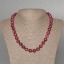 Tourmaline Rubellite Necklace, natural stone, smooth beads, 10 mm diameter, length 48 cm ±