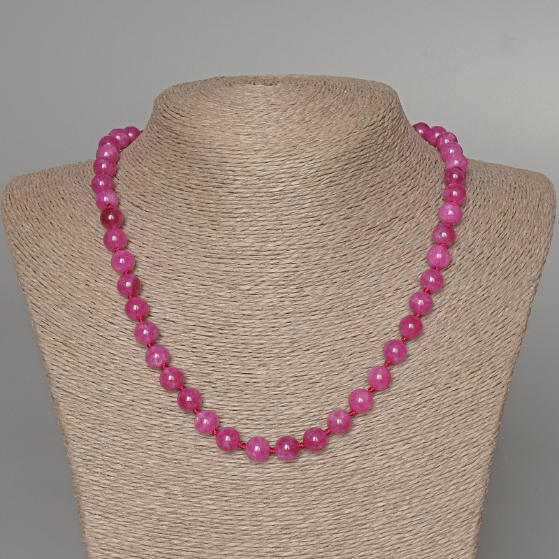 Malina Tourmaline Bead Necklace smooth rounds, diameter 8mm ±, length 47cm ±