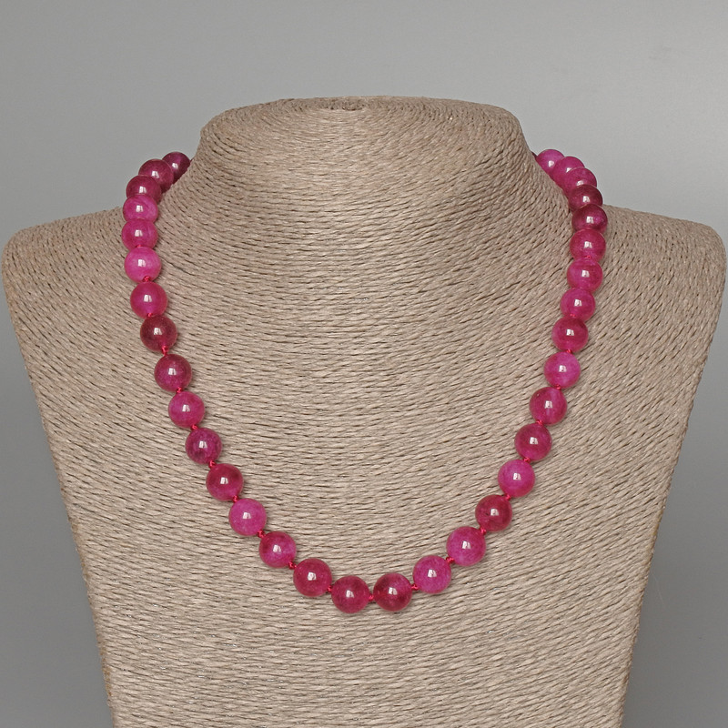 Necklace Tourmaline raspberry smooth round, diameter 10mm ±, length 47cm ±