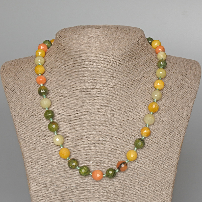 Assorted Necklace of Natural Stone, Faceted Bead, 10mm diameter, length 50cm