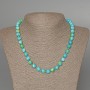 Necklace of Variscite (artificial acrylic beads) blue, white and yellow, smooth round beads, 8.5 mm diameter ±, length 48 cm ±
