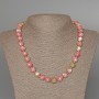Necklace with Variscite (artificial acrylic beads) pink, white, and green, smooth beads, 10mm diameter, length 49cm
