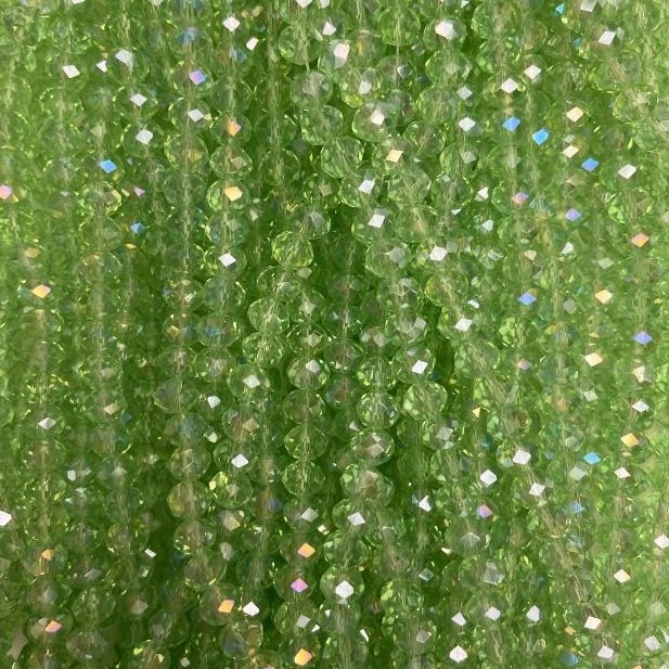 Czech Crystal Salad Beads with Faceted Rondelle with Petrol Coating, 6x5mm, ~42mm Length on Thread