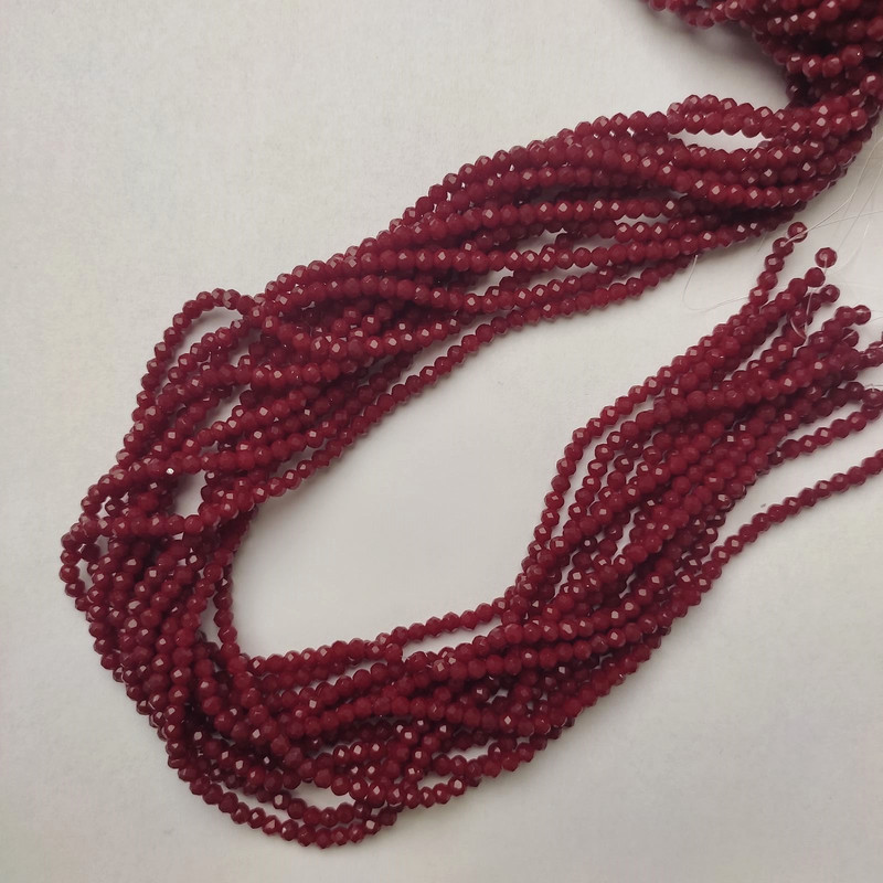 Beads Czech Crystal dark red garneted rondelle, diameter 3.5x3mm+-, length 36mm+- on a thread
