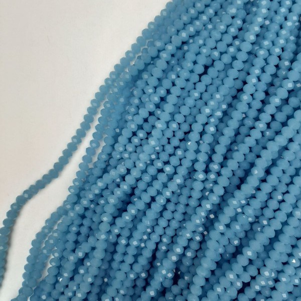 Blue Faceted Czech Crystal Beads, blue rondelle, 6x4.5 mm, 39 mm long on monofilament