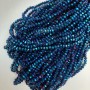 Czech Crystal Beads, blue with a petrol tint, faceted rondel, 6×4.5 mm, 38 mm long on a beading thread