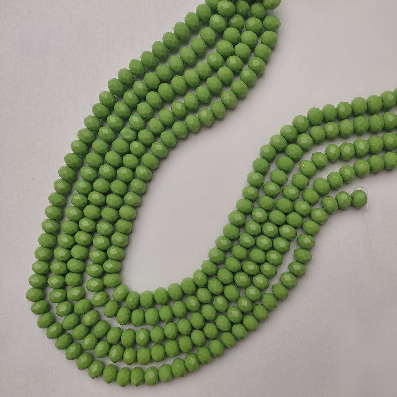  Czech Crystal Beads Green Emerald Faceted Rondelle, 8x6mm, 40mm length on thread