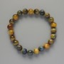 Bracelet Yellow-Grey Cat's Eye Natural Stone Smooth Bead, diameter 8mm, length 18cm, stretch