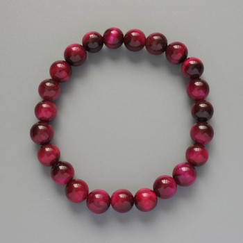 Bracelet Raspberry Cat's Eye Natural Stone Smooth Bead, diameter 8mm±, length 18cm± (stretch)