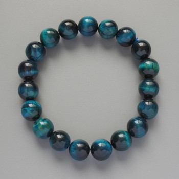 Bracelet Azure Cat's Eye Natural Stone Smooth Bead, diameter 10mm±, length 18cm± (stretch)