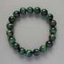 Bracelet Green Cat's Eye Natural Stone Smooth Beads, diameter 10mm±, length 18cm± (stretch)