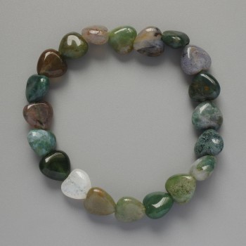 Bracelet "Heart" Green Jasper natural stone, 10x10x5mm+-, length 18cm+- (stretch)