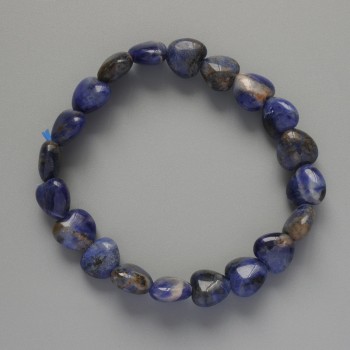 Bracelet "Heart" Sodalite Natural Stone, diameter 10x9, 5x5mm+-, length 18cm+- (stretch)