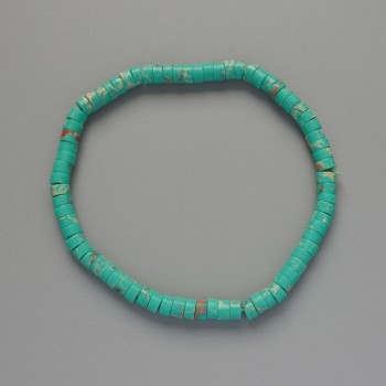 Variscite Turquoise Bracelet (Pressed) Disc Beads, 4.5×2.5 mm, diameter, 18 cm length, stretch base