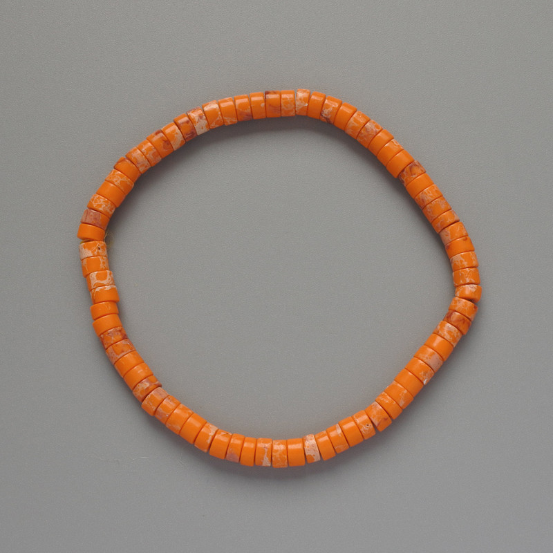 Variscite Bracelet Orange (pressed) bead, diameter 4.5×2.5 mm ±, length 18 cm ± (stretch)