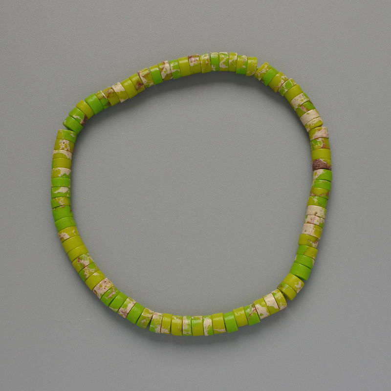 Variscite Bracelet, Green (Pressed) Bead, 4.5x2.5 mm, diameter 4.5x2.5 mm, stretch 18 cm