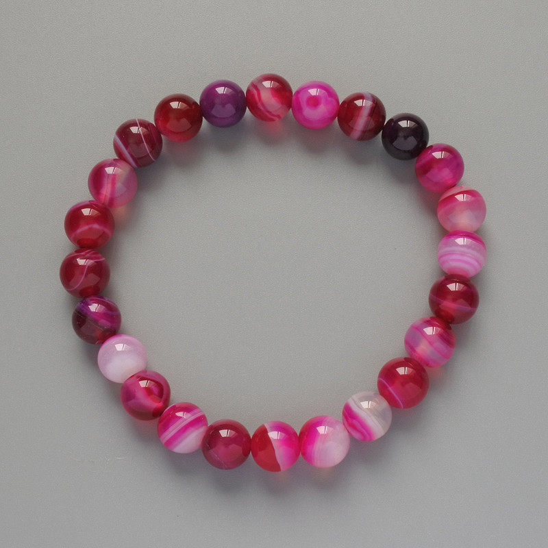 Malinaic (Malinovy) Agate Bracelet natural stone smooth beads, diameter 8mm±, length 18cm± (elastic)