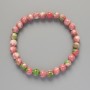 Bracelet “Varycite” (artificial acrylic, one piece) pink, white and green colors, smooth beads, diameter 6.5mm±, length 18cm± (elastic)