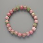 Bracelet "Variscite" (plastic acrylic, per piece) pink, white and green colors, smooth bead, diameter 8.5mm±, length 18cm± (stretch)