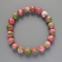 Bracelet "Variscite" (artificial acrylic) pink, white and green colors, smooth bead, diameter 10mm±, length 18cm± (stretch)