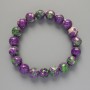 Bracelet “Variscite” (synthetic acrylic) purple, white and green colors, smooth bead, diameter 10.5 mm±, length 18 cm± (stretch)