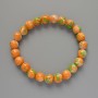 Bracelet "Variscite" (artificial acrylic) green, orange, and white colors, smooth beads, diameter 8.5mm±, length 18cm± (stretch)
