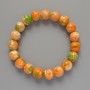 Bracelet "Variscite" (plastic acrylic beads) green, orange, and white colors, smooth beads, diameter 10mm±, length 18cm± (stretch)
