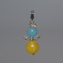 Pendant "Ukraine" Aquamarine, Citrine (artificial acrylic), diameter 10.5mm, diameter 8mm ±, length 32mm ± with rhinestones and metal inserts